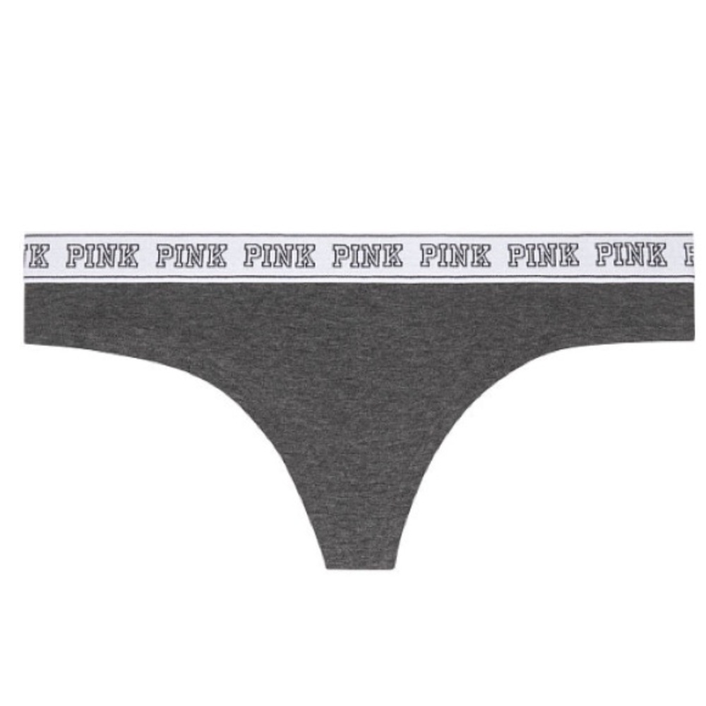 $8💋New VS Pink Wide Logo Gray Thong